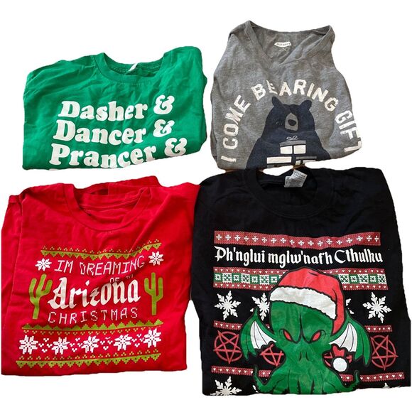 Old Navy Other - Mens Christmas Shirt LOT Size Medium Lot Of 4 Tees Crew Neck